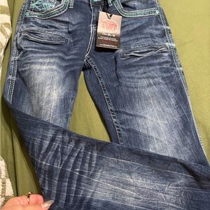 Cowgirl Tuff Turquoise Hurricane Bootcut JeansNWT C
